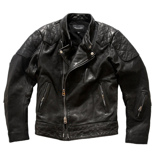 Real Leather Men's Black Retro Jacket / Simple Design Cow Skin Biker Clothing