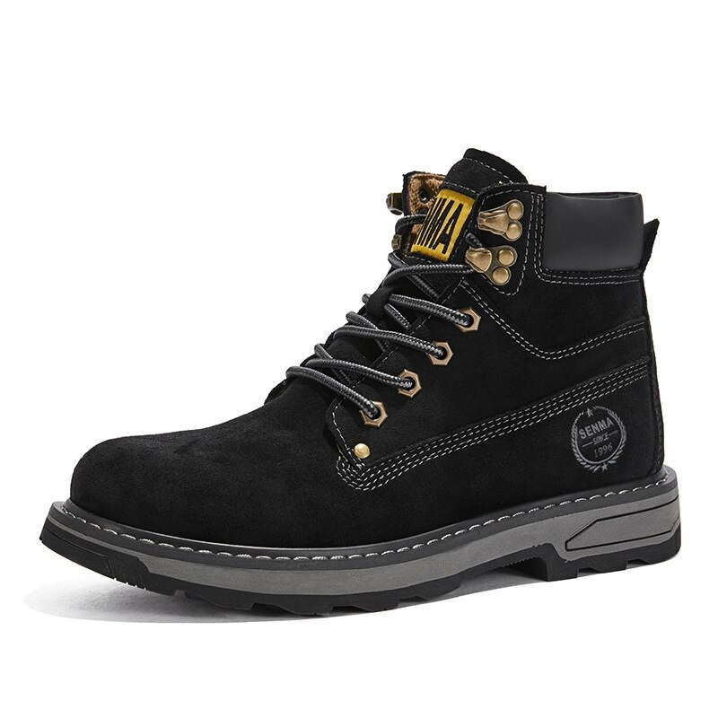 Real Leather Vintage Combat Boots / Men's Motorcycle Military Shoes