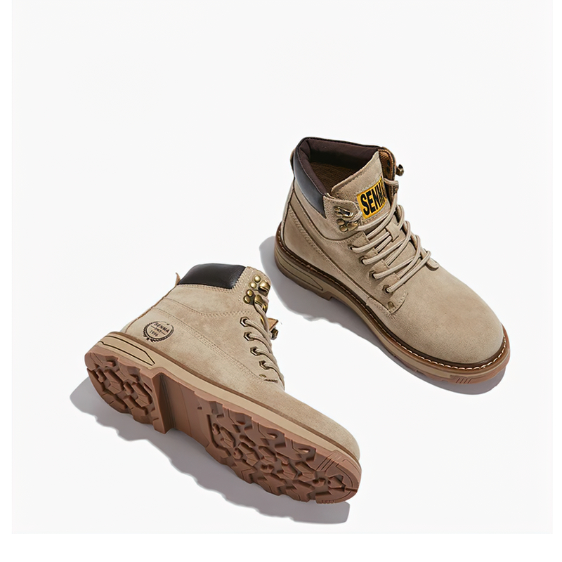 Real Leather Vintage Combat Boots / Men's Motorcycle Military Shoes