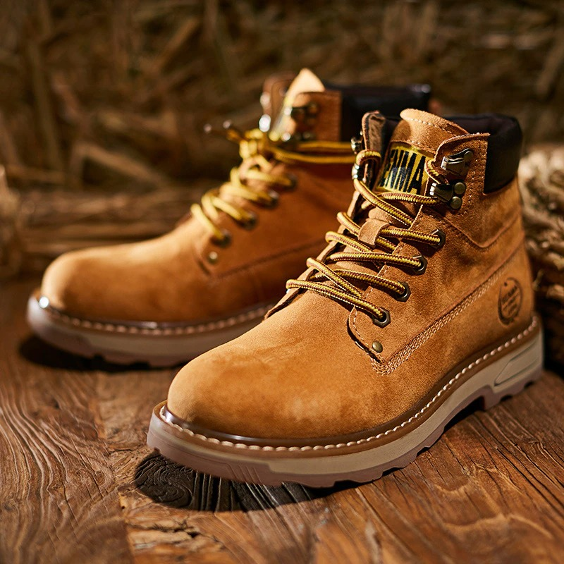 Real Leather Vintage Combat Boots / Men's Motorcycle Military Shoes