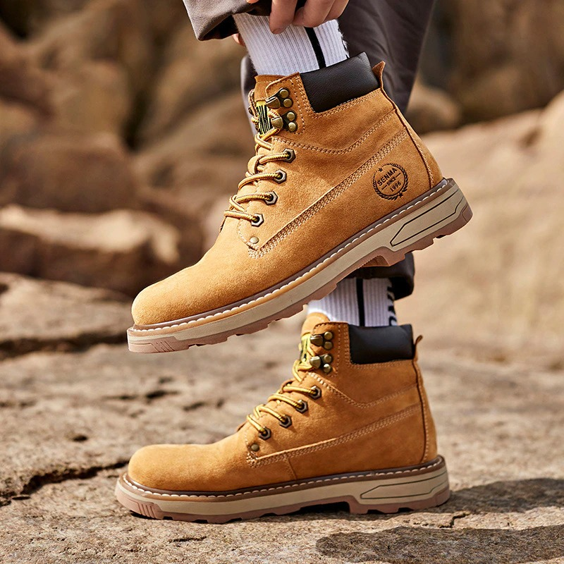 Real Leather Vintage Combat Boots / Men's Motorcycle Military Shoes