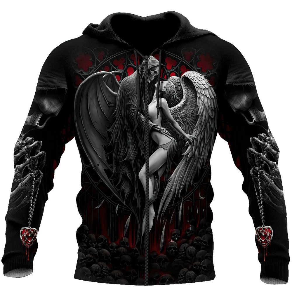 Reaper Skull Angel And Demon 3D Printed Hoodies / Gothic Style Clothing for Men