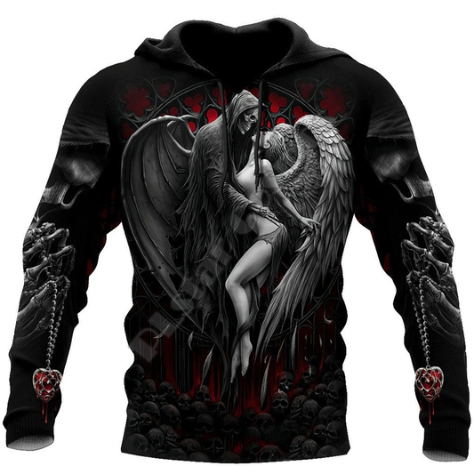 Reaper Skull Angel And Demon 3D Printed Hoodies / Gothic Style Clothing for Men