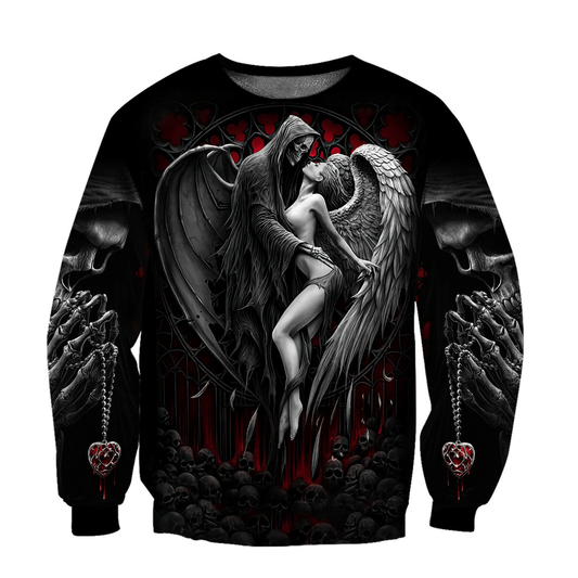Reaper Skull Angel And Demon 3D Printed Sweatshirt / Gothic Style Clothing for Men