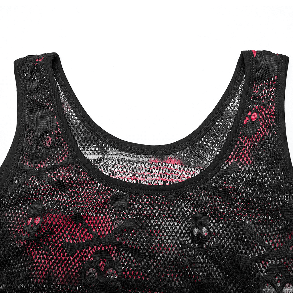 Rebel Skull Mesh Overlay Tank and Fingerless Gloves Set