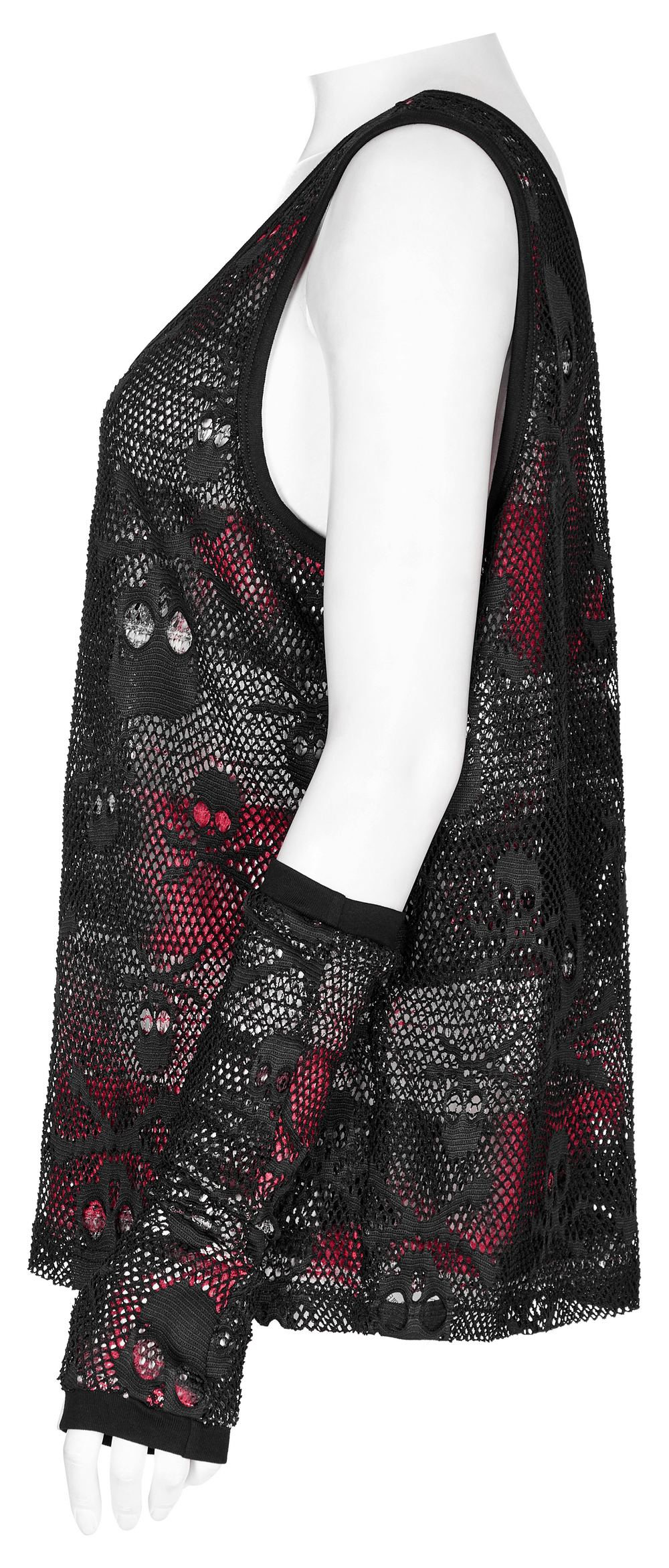 Rebel Skull Mesh Overlay Tank and Fingerless Gloves Set