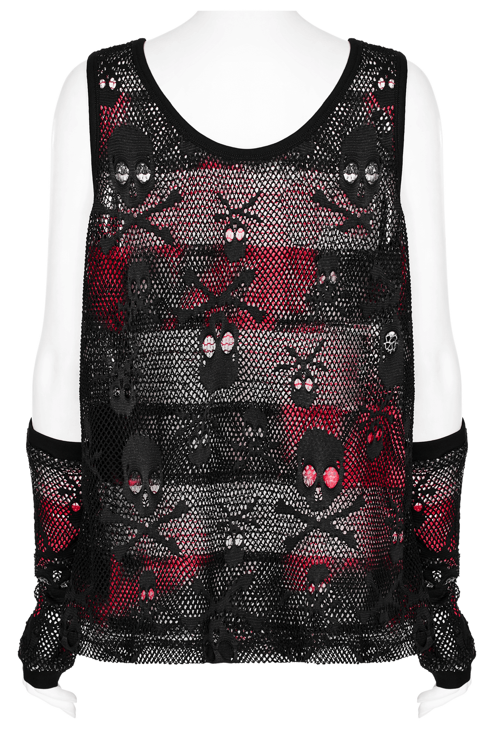 Rebel Skull Mesh Overlay Tank and Fingerless Gloves Set