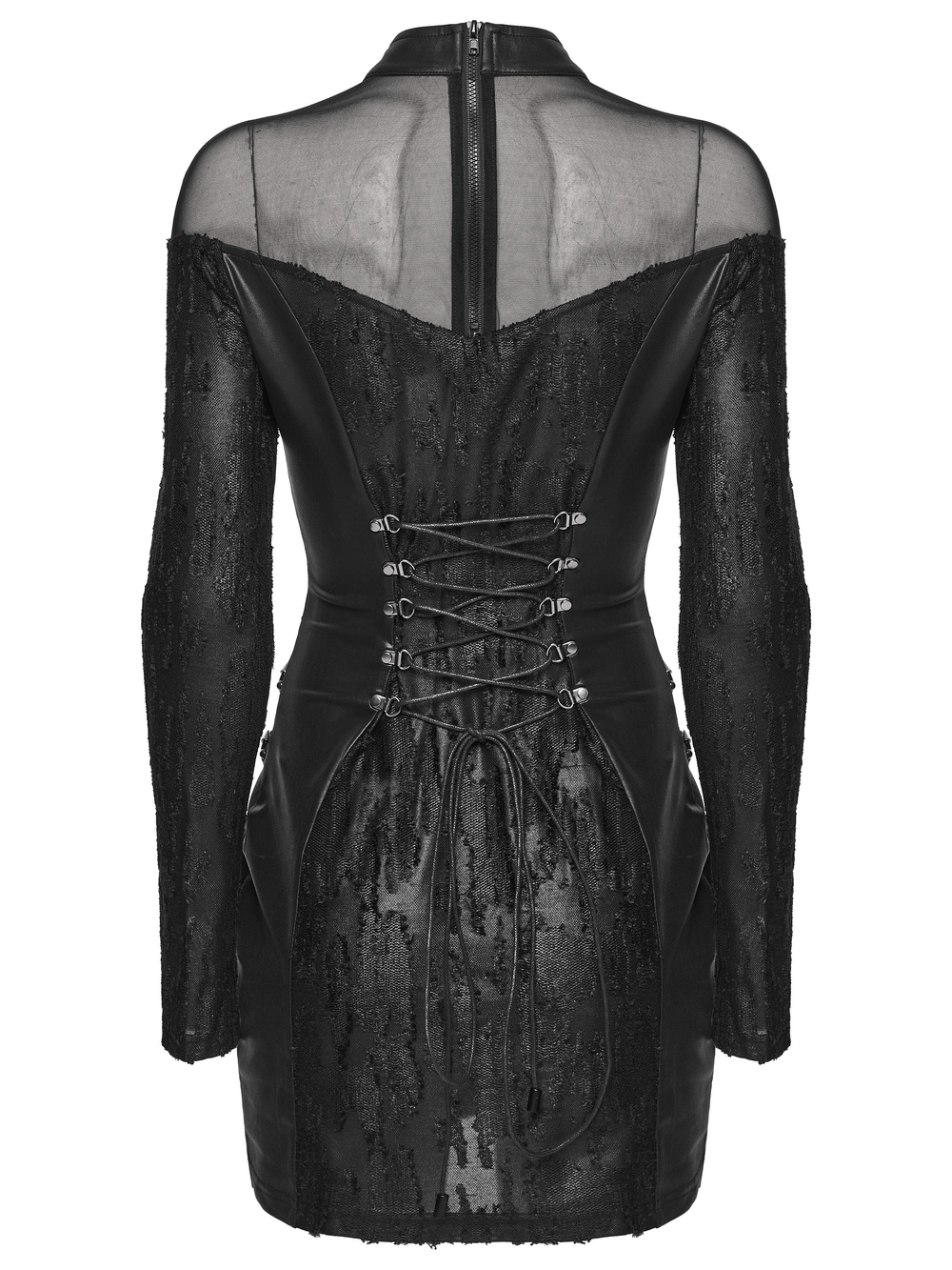 Rebellious Punk Dress with Fish Scale and Mesh Detailing
