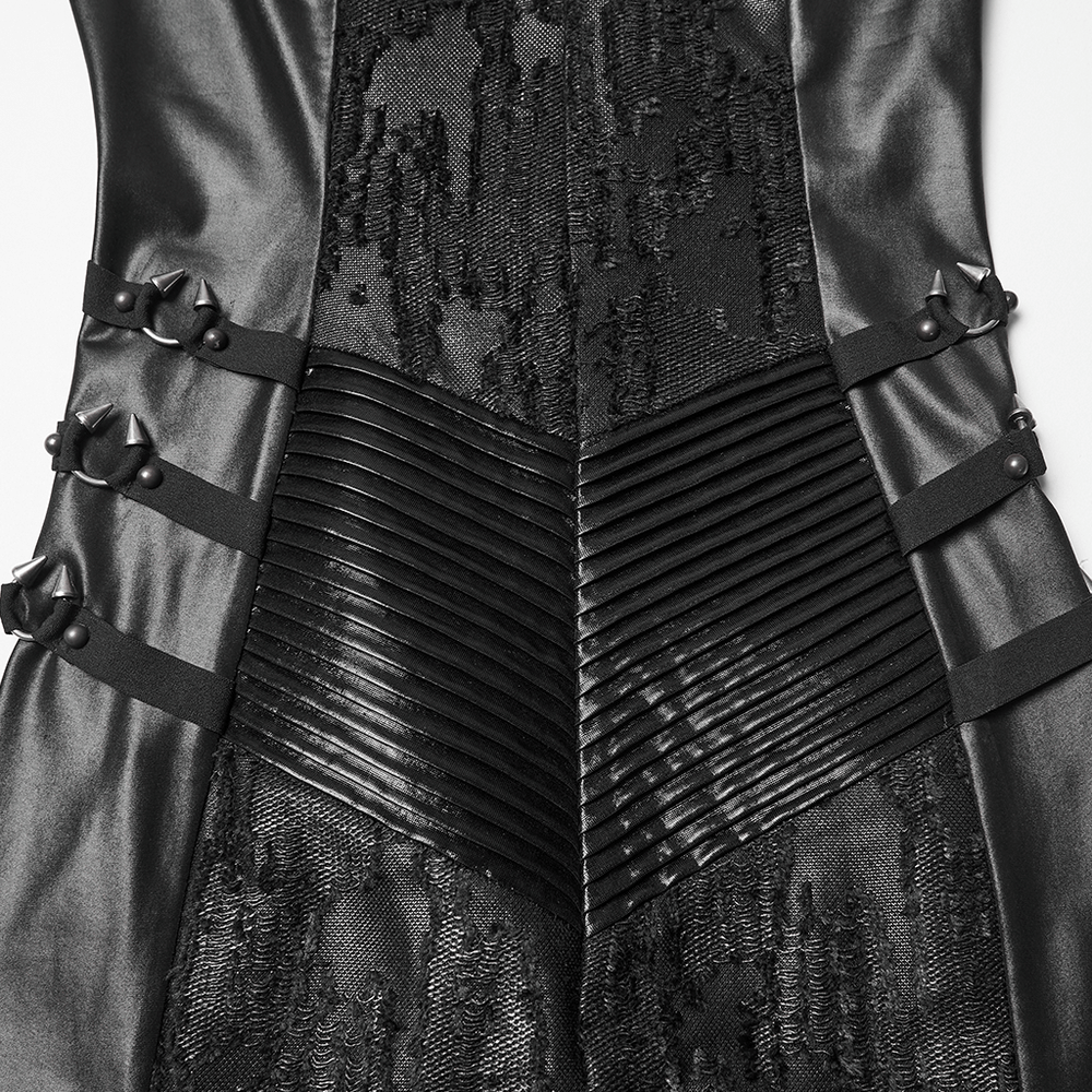 Rebellious Punk Dress with Fish Scale and Mesh Detailing