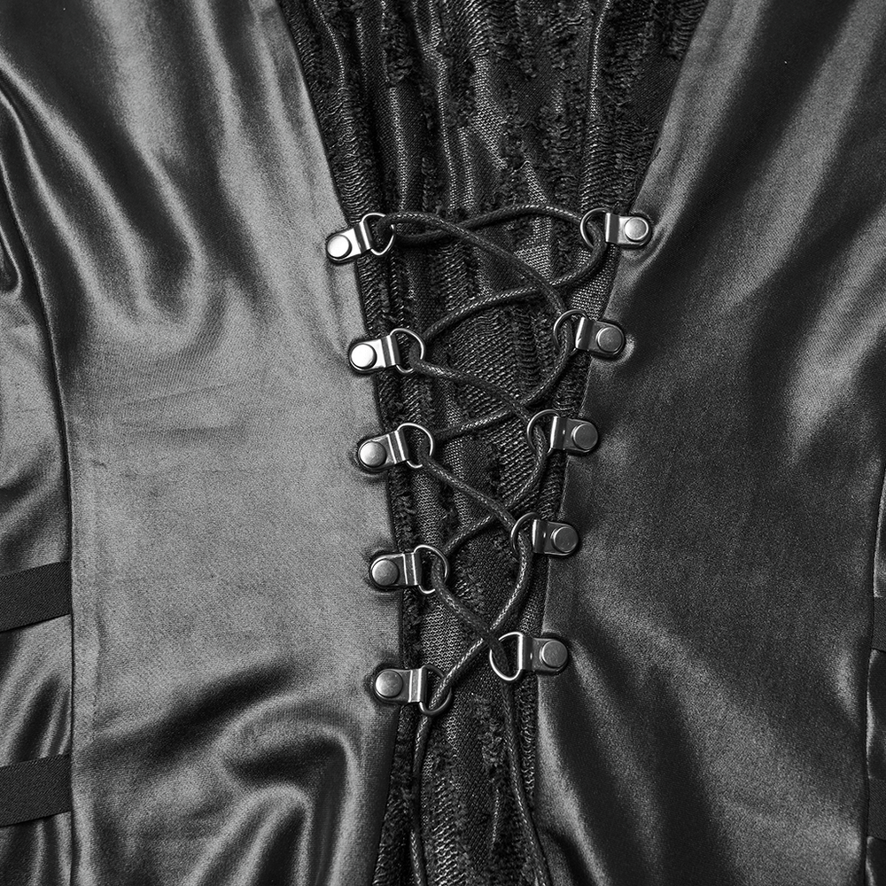 Rebellious Punk Dress with Fish Scale and Mesh Detailing