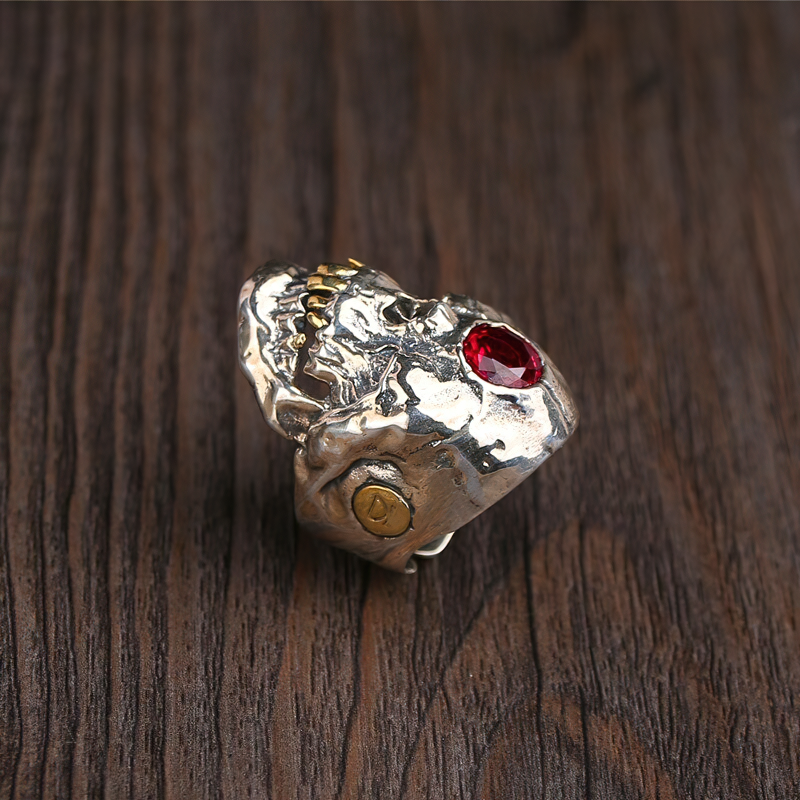 Red Crystal Skull Ring / Stainless Steel Unisex Jewelry For Men And Women