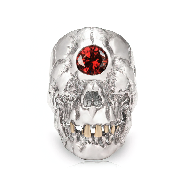 Red Crystal Skull Ring / Stainless Steel Unisex Jewelry For Men And Women