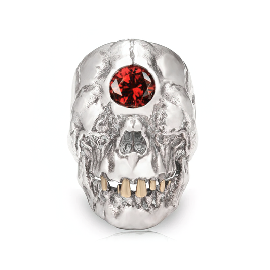 Red Crystal Skull Ring / Stainless Steel Unisex Jewelry For Men And Women