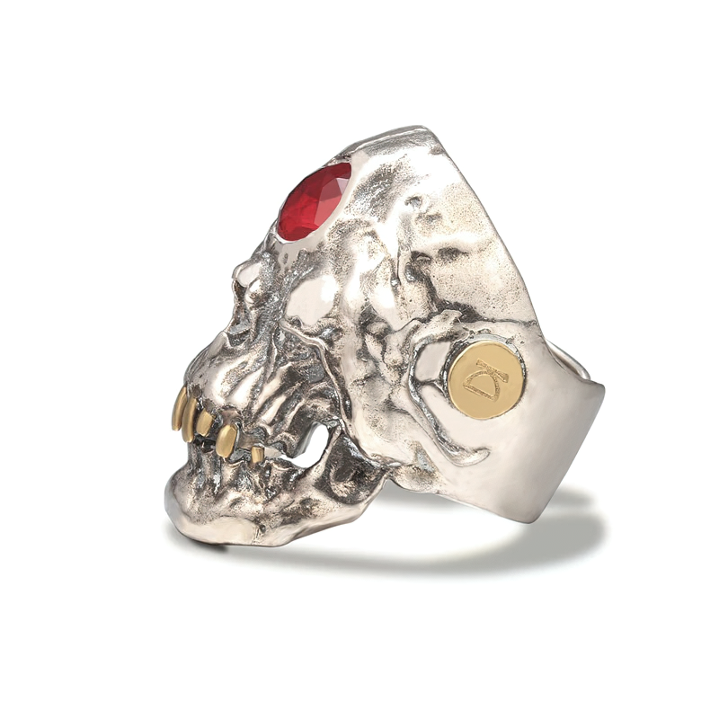 Red Crystal Skull Ring / Stainless Steel Unisex Jewelry For Men And Women