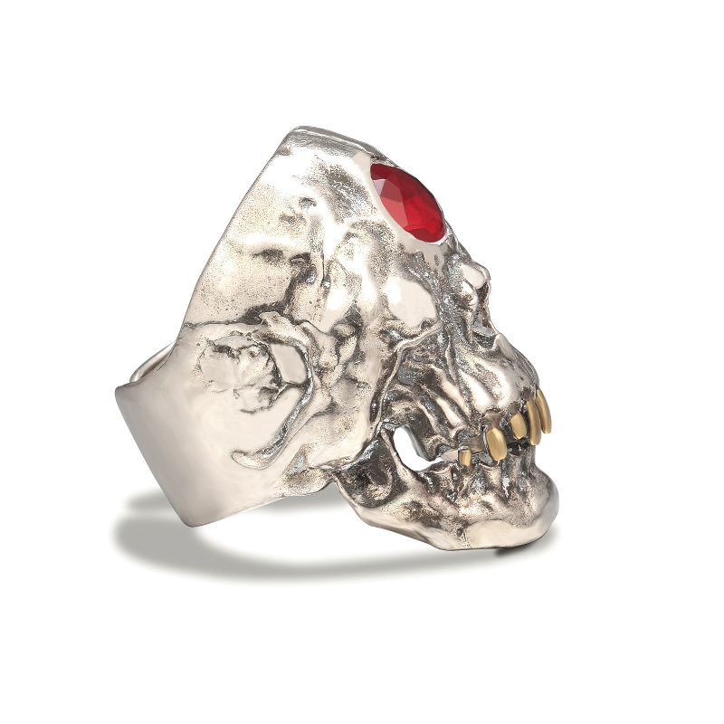 Red Crystal Skull Ring / Stainless Steel Unisex Jewelry For Men And Women