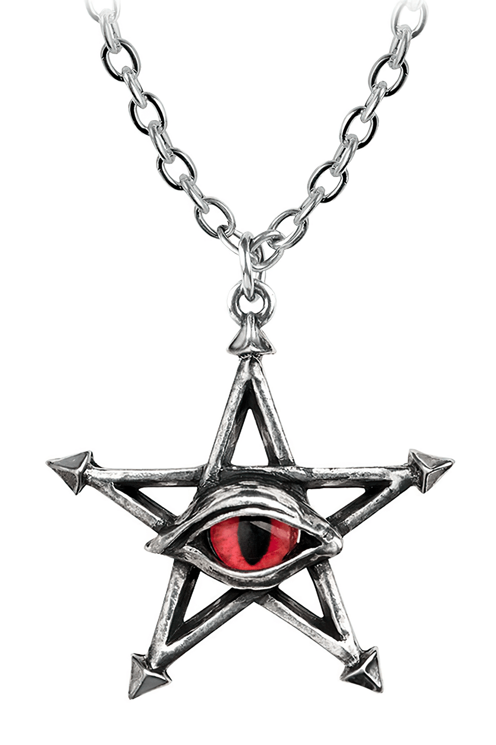 Red Curse Snake Eye Pendant with Magical Pentagram Design