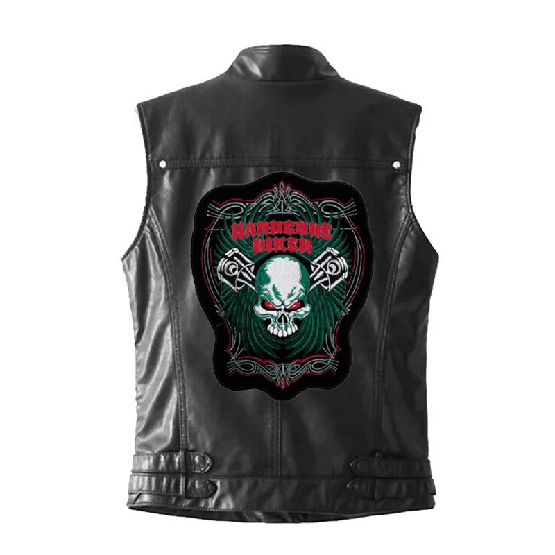 Red Eyes Skull Patch Iron-On Patches For Jackets / Large Embroidered Biker Patches For Clothes