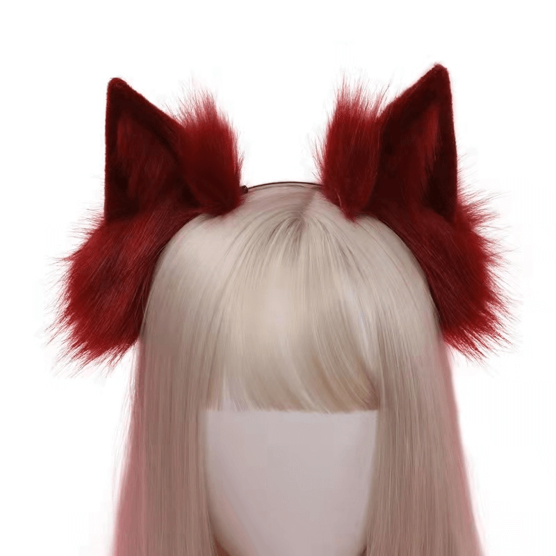 Red Ladies Faux Fur Cat Eears Headdress / Gothic Sexy Head Accessories for Women