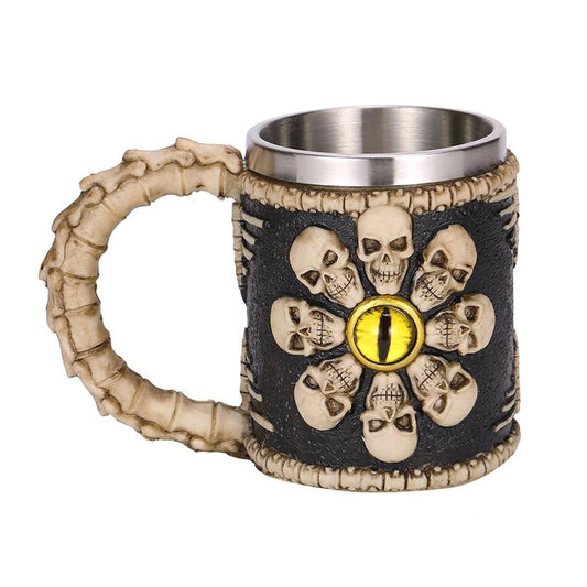 Resin and Stainless Steel Beer 450ml Mug / Retro Viking Pub Bar Mug with Demon Eye