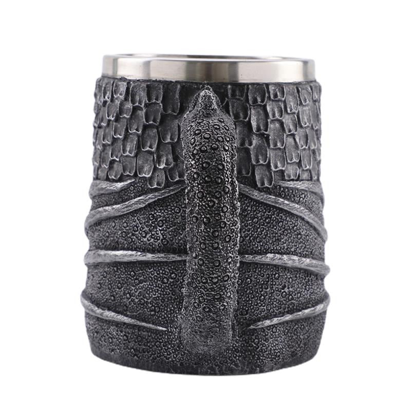Resin and Stainless Steel Beer 450ml Mug / Retro Viking Pub Bar Mug with Medieval Dragon