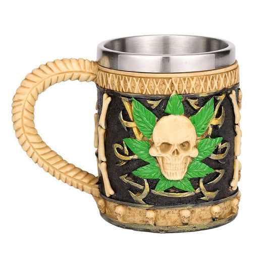 Resin and Stainless Steel Beer 450ml Mug / Retro Viking Pub Bar Mug with Plant Zombie