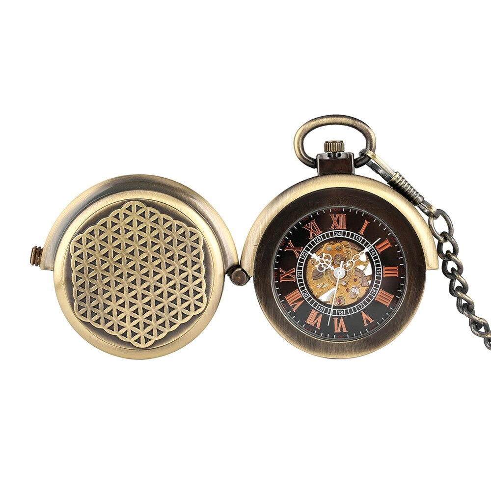 Retro Bronze Mechanical Pocket Watch / Creative Pendant Clock with Roman Numeral Display