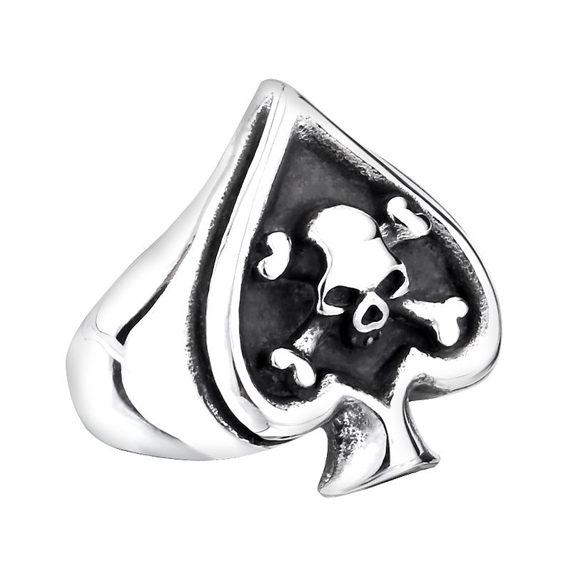 Retro Card Cross Skull Ring / Stainless Steel Unisex Rock Style Jewelry