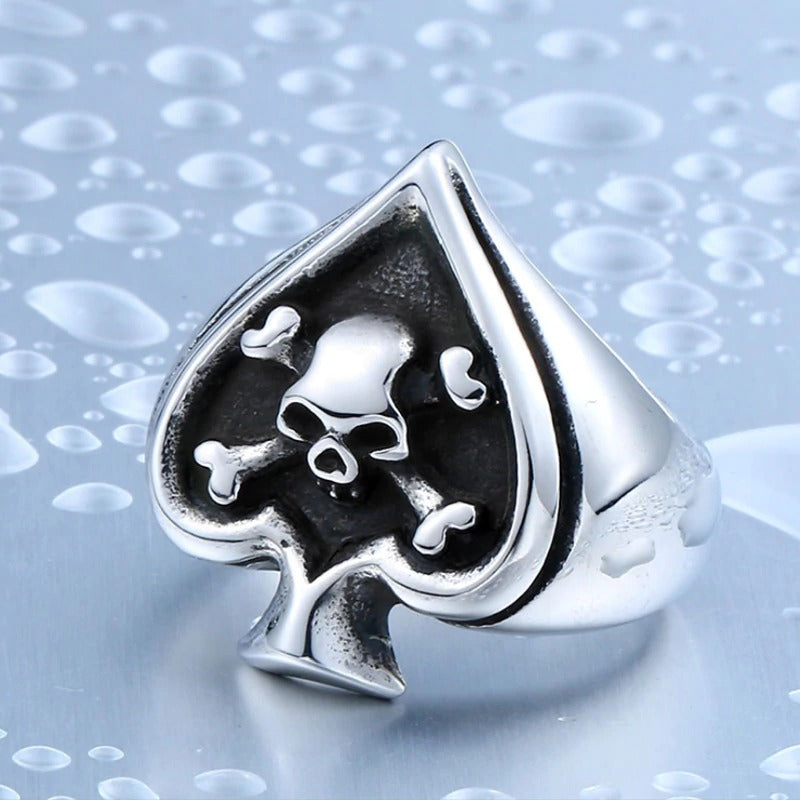 Retro Card Cross Skull Ring / Stainless Steel Unisex Rock Style Jewelry