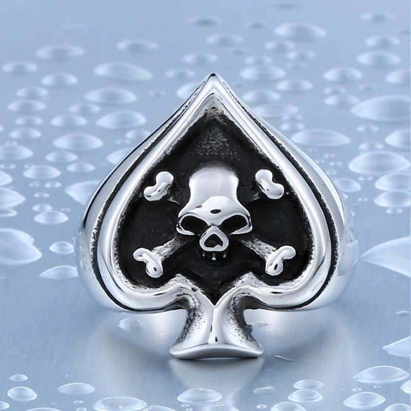 Retro Card Cross Skull Ring / Stainless Steel Unisex Rock Style Jewelry