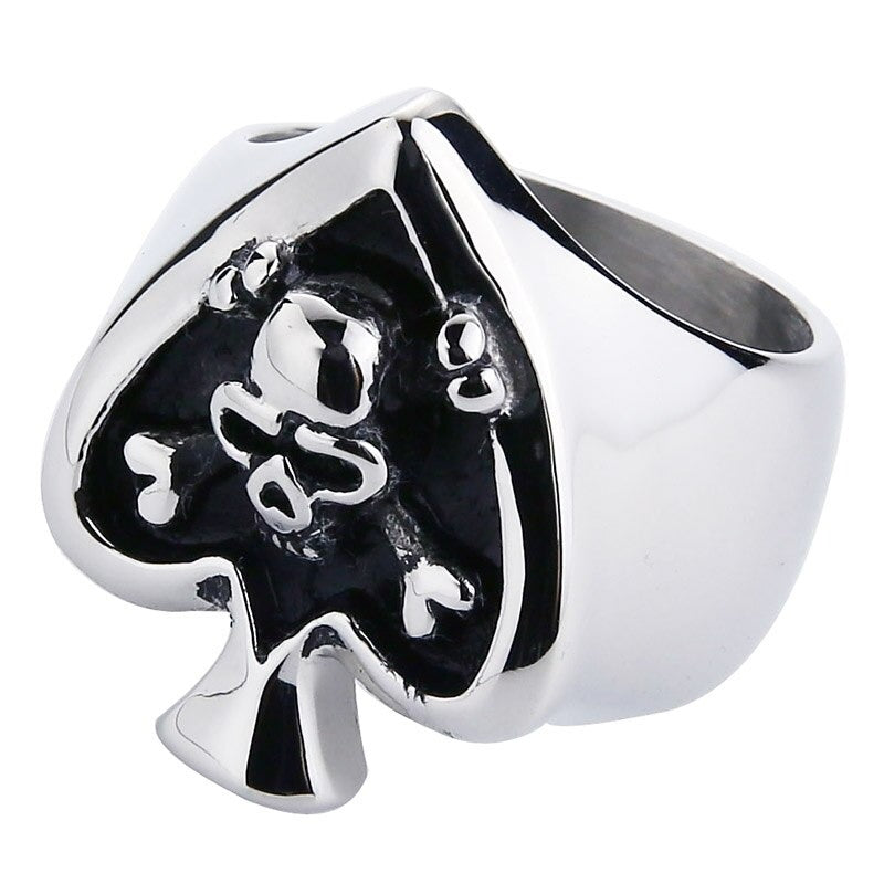 Retro Card Cross Skull Ring / Stainless Steel Unisex Rock Style Jewelry