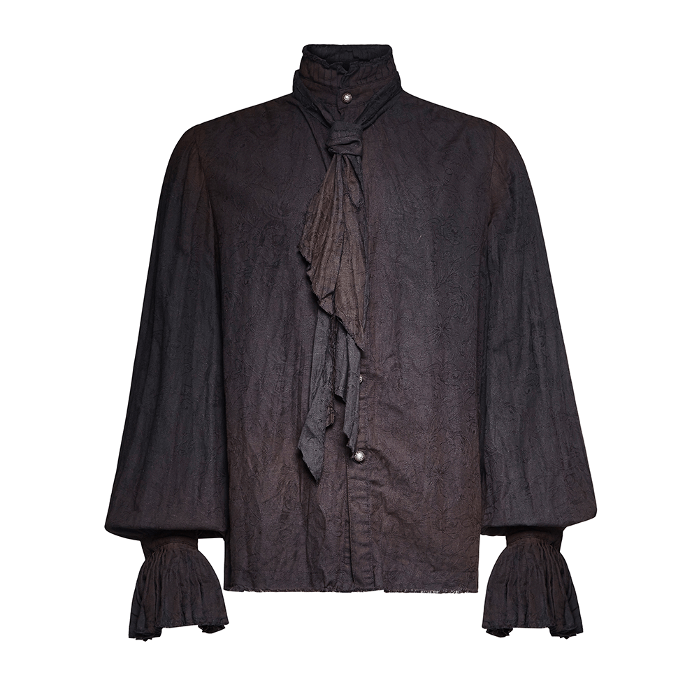 Retro Linen Steampunk Shirt with Tie Detail for Men
