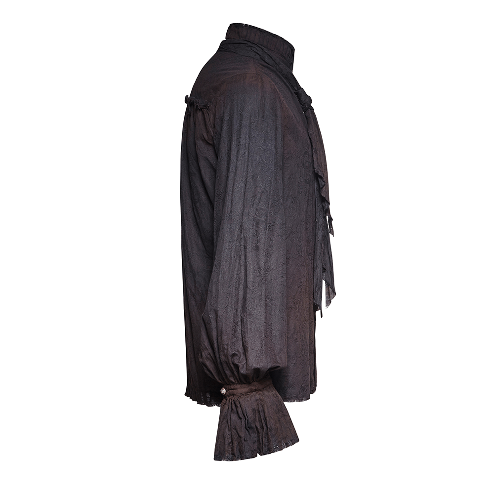 Retro Linen Steampunk Shirt with Tie Detail for Men