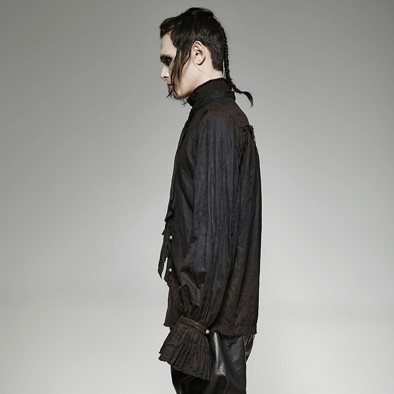 Retro Linen Steampunk Shirt with Tie Detail for Men