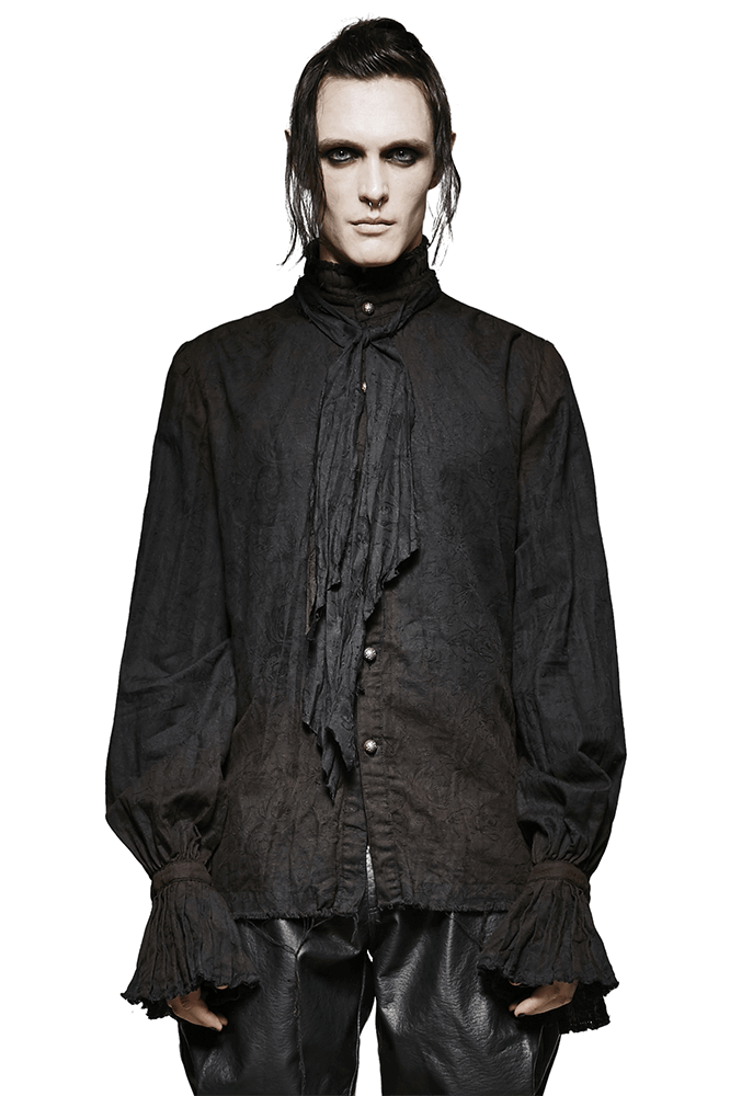 Retro Linen Steampunk Shirt with Tie Detail for Men