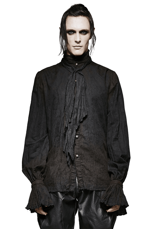 Retro Linen Steampunk Shirt with Tie Detail for Men