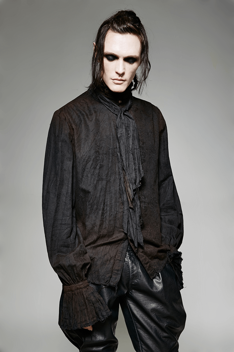 Retro Linen Steampunk Shirt with Tie Detail for Men