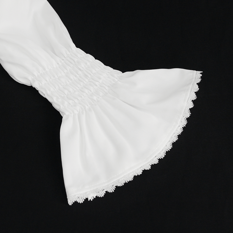 Retro Ruffles Flared Cuff on Sleeves Shirt / Gothic Slim White Blouse