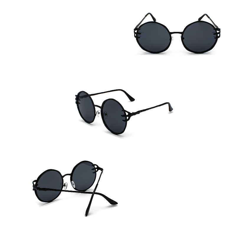 Retro Skull Claw Round Sunglasses For Women / Gothic Style Metal Frame Shades Sunglasses