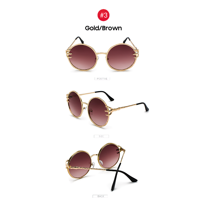 Retro Skull Claw Round Sunglasses For Women / Gothic Style Metal Frame Shades Sunglasses
