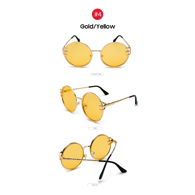 Retro Skull Claw Round Sunglasses For Women / Gothic Style Metal Frame Shades Sunglasses