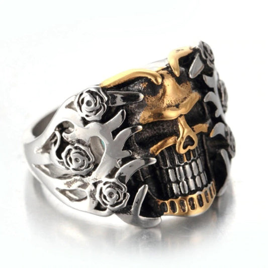 Retro Skull Double Color Ring / Punk Rock Mens Cool Rings / Alternative Fashion Jewelry