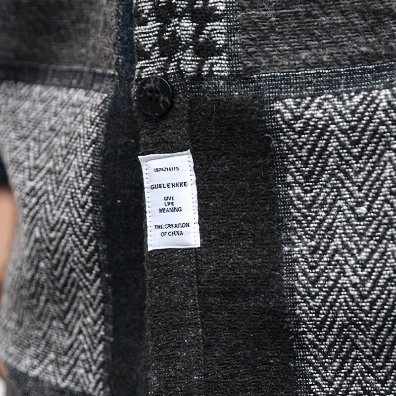 Retro Woolen Stitching Plaid Shirt / Fashion Buttons Thick Shirts / Casual Loose Men's Clothes