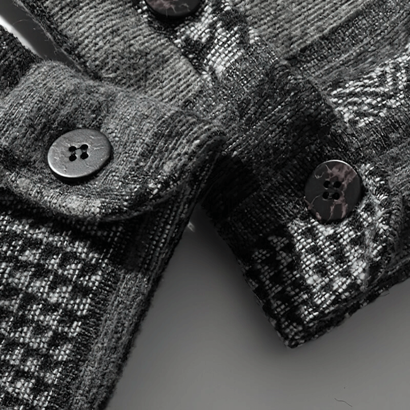 Retro Woolen Stitching Plaid Shirt / Fashion Buttons Thick Shirts / Casual Loose Men's Clothes