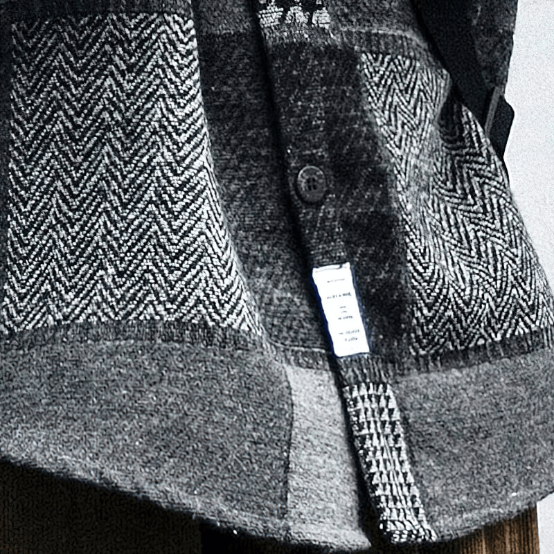 Retro Woolen Stitching Plaid Shirt / Fashion Buttons Thick Shirts / Casual Loose Men's Clothes