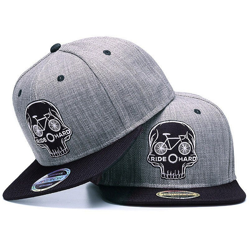 Ride Hard SKULL Baseball cap / Rock Style Snapback Hat with Embroidery / Edgy clothing