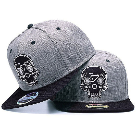 Ride Hard SKULL Baseball cap / Rock Style Snapback Hat with Embroidery / Edgy clothing