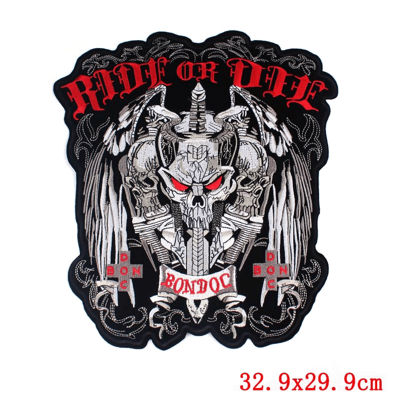 Ride or Die Print Iron-On Patches For Jackets / Large Embroidered Biker Patches For Clothes
