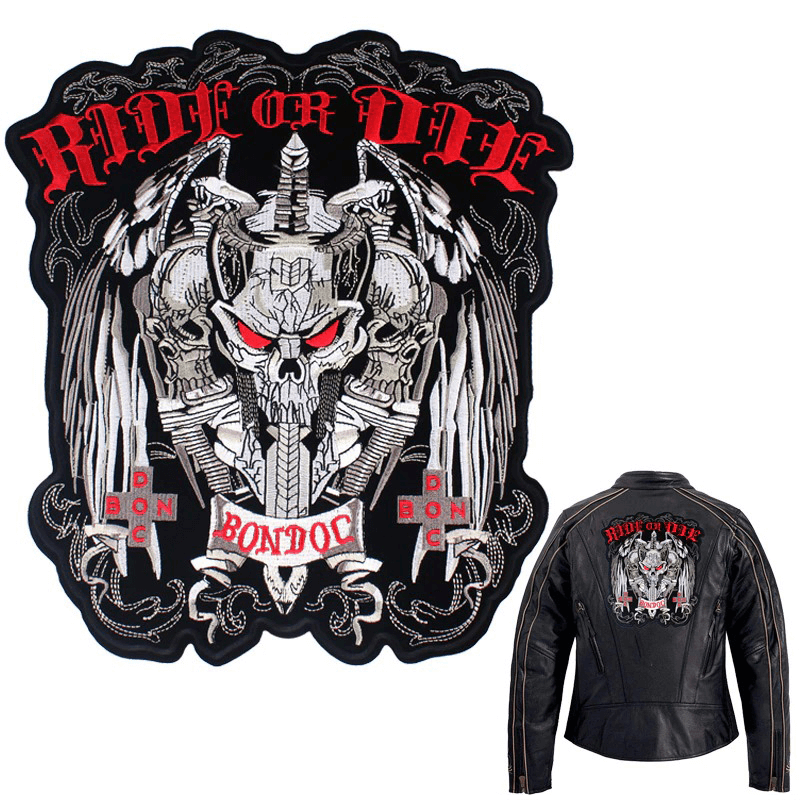 Ride or Die Print Iron-On Patches For Jackets / Large Embroidered Biker Patches For Clothes