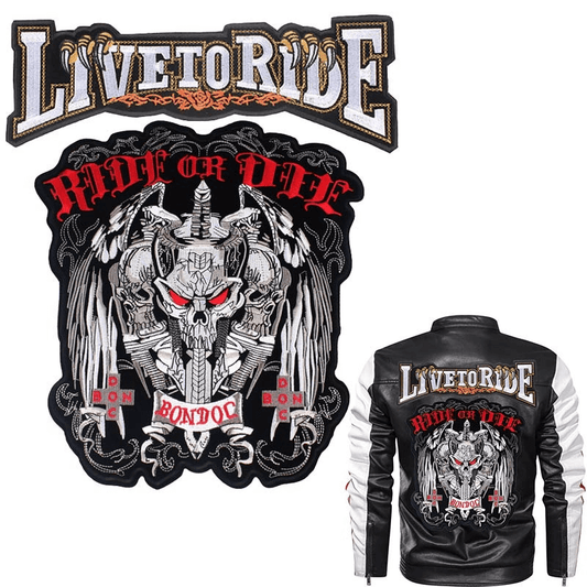 Ride or Die Print Iron-On Patches For Jackets / Large Embroidered Biker Patches For Clothes