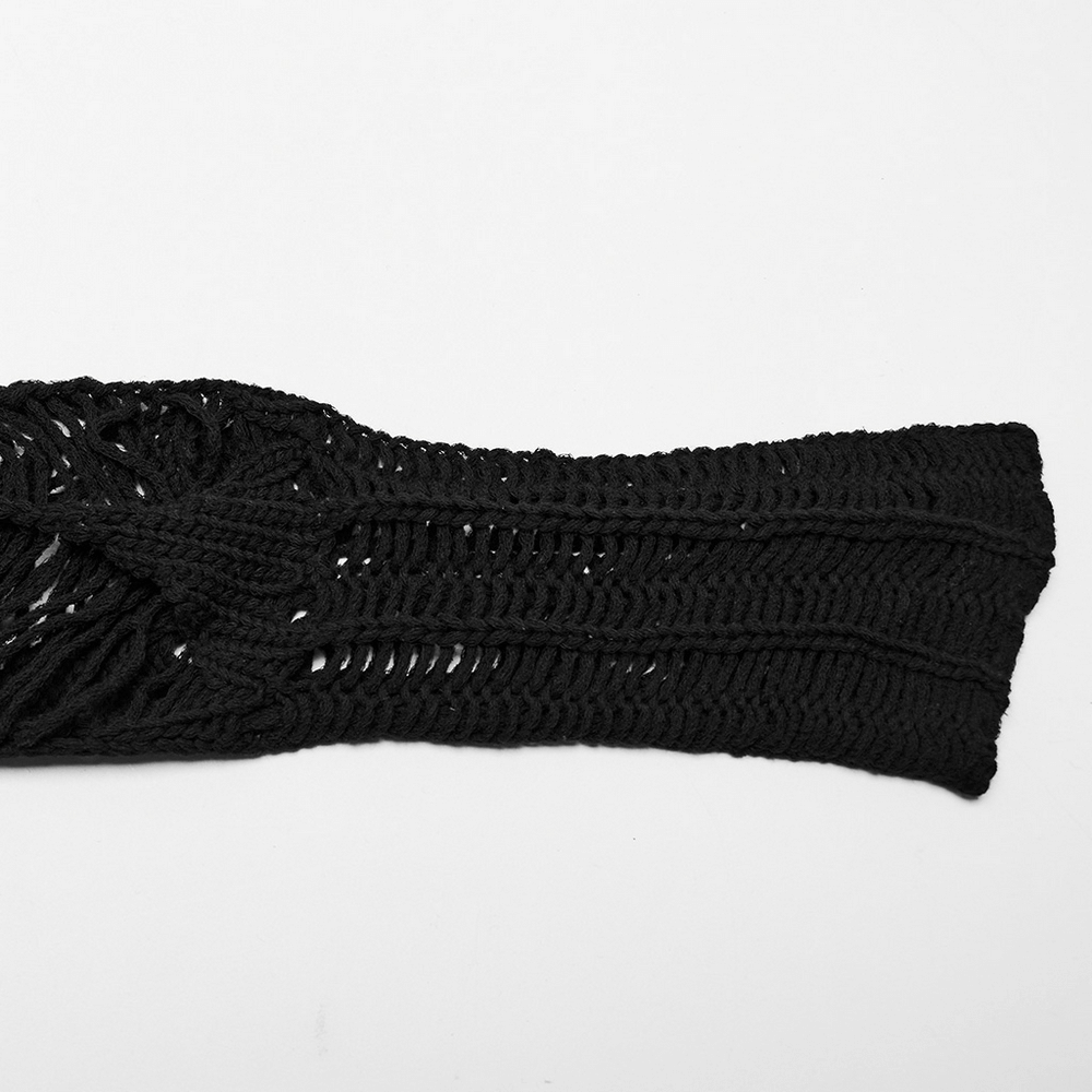 Ripped Black Gothic Punk Long Sleeve Sweater